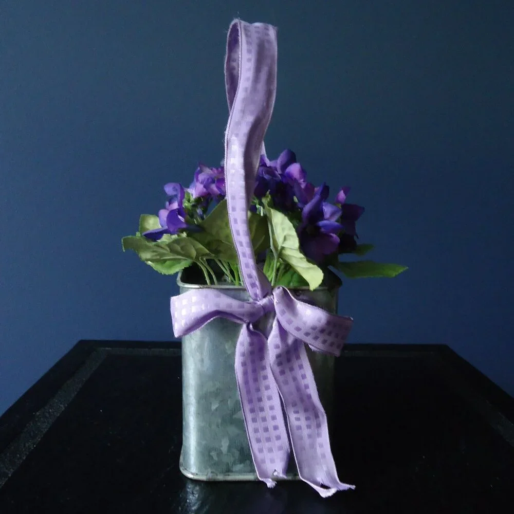 Violet Plant Faux in Metal Container